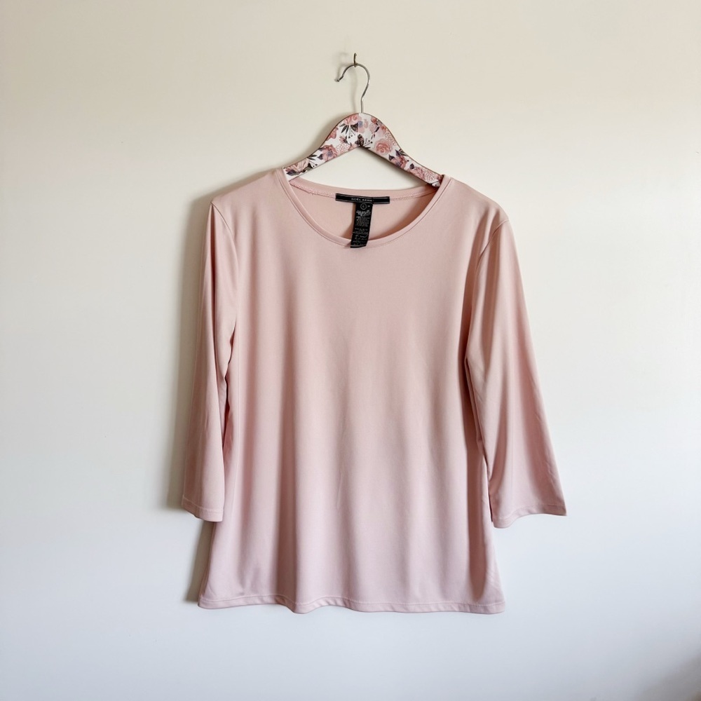 NOEL ASMAR XL Light Pink 3/4 Sleeve Crew Neck Top Tee  Equestrian Women’s